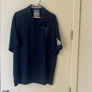 Tommy Bahama Los Angeles Dodgers Baseball Camp Short Sleeve Button Up Shirt Sz L